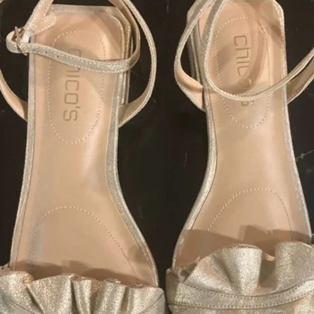 Chico's Shimmering Sandals in Gold